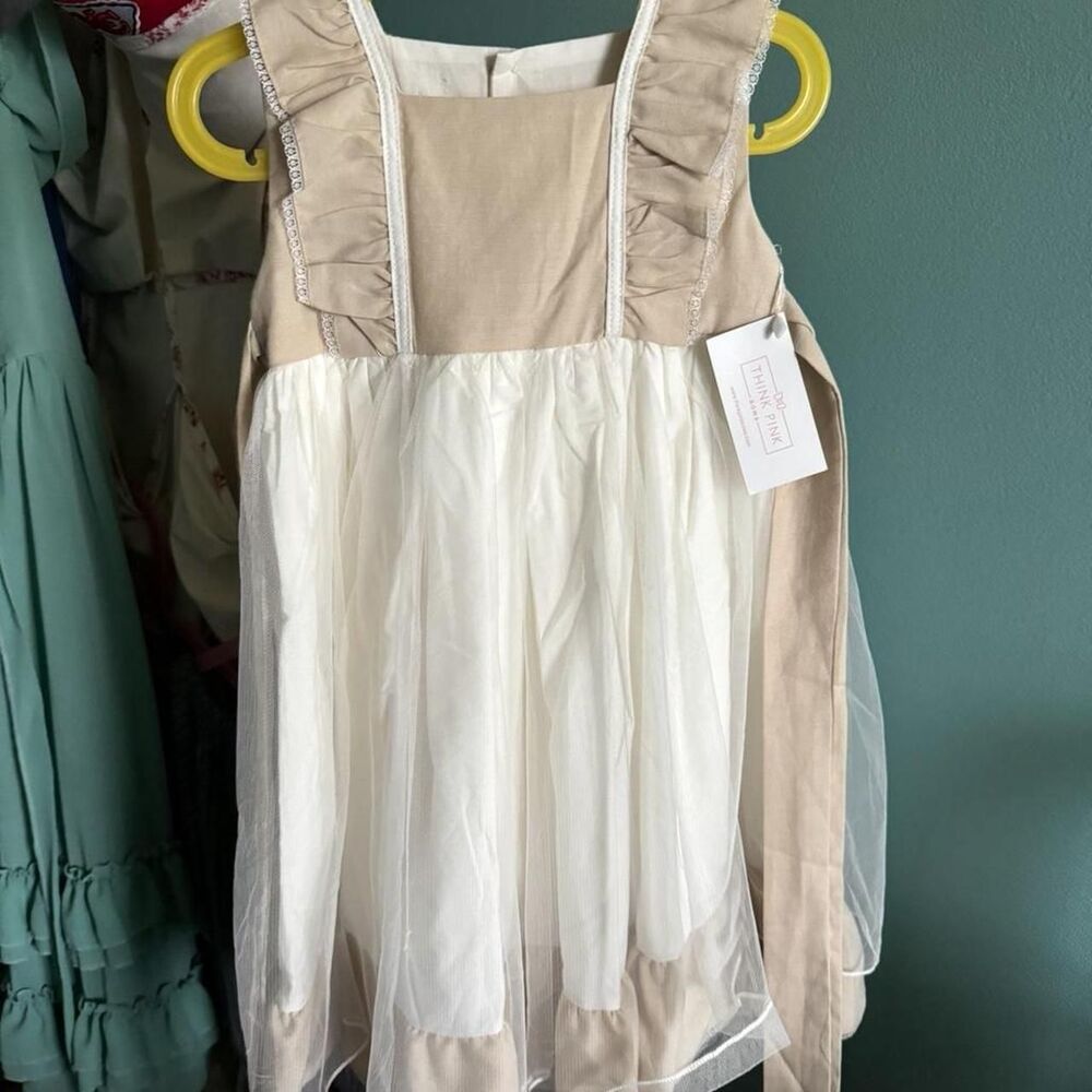 Unbranded Women's Cream and White Dress